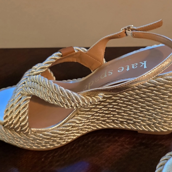 Kate Spade Metallic Gold Braided Sandals New In Box - Picture 2 of 4